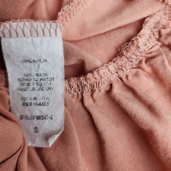 Altar'd State Women's Boho Dusty Rose Smocked Short Sleeve Mini Dress Size S - Picture 10 of 11